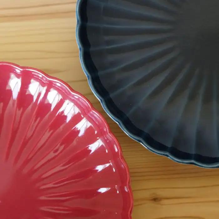 【波佐見焼】花しのぎ ペア 大皿 (藍・紅) 食器 皿 【団陶器】 [PB48] 波佐見焼