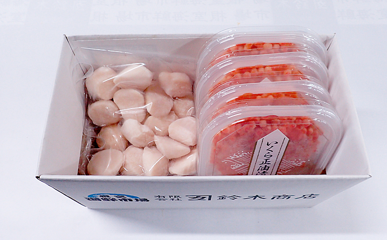 いくら醤油漬け(鮭卵)70g×6P、刺身用ほたて300g ＜12月8日決済分まで年内配送＞ B-14039