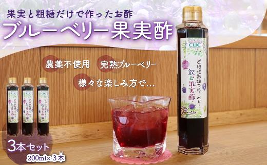 ＜果実と粗糖だけで作ったお酢＞飲むブルーベリー果実酢　3本セット ふるさと納税 ブルーベリー お酢 酢 健康 美容 果実酢 ソーダ 水割り 千葉県 木更津 送料無料 KT004