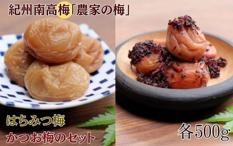 
                  紀州南高梅「農家の梅」はちみつ梅（塩分約3％、レモンパウダー入り）・かつお梅（塩分約9％）のセット 各500g  / 紀州南高梅 南高梅 梅干し 梅干 梅 うめ 和歌山 田辺市 肉厚 お米 おにぎり 焼酎 梅酒 健康 かつお梅 産地直送 はちみつ レモン セット 食べ比べ【nkn010-3】
                