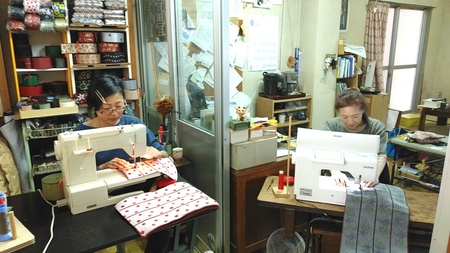 SA2730　【畳の縁で制作】バッグインバッグと名刺・カードケース　紋縁七宝(黒)