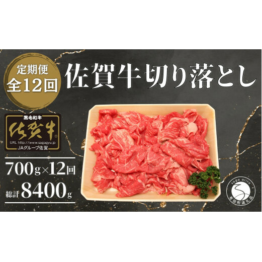  【12回定期便 総計8400g】【佐賀牛】切り落とし肉700g bk015