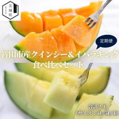 【発送月固定定期便】5月より発送予定 山一ファーム メロン食べ比べ(クインシーとイバラキング)全2回【配送不可地域：離島・沖縄県】【4089276】