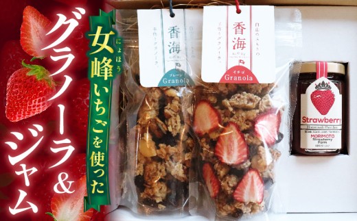 女峰いちごを贅沢に使ったグラノーラ＆ジャム ≪IDOMALL セレクト≫|スイーツ いちご ストロベリー 女峰 苺 ジャム いちごジャム フルーツ 旬 果物 香川県 デザート 青果物 贈答 プレゼント 贈り物 おすすめ|_mk048-009