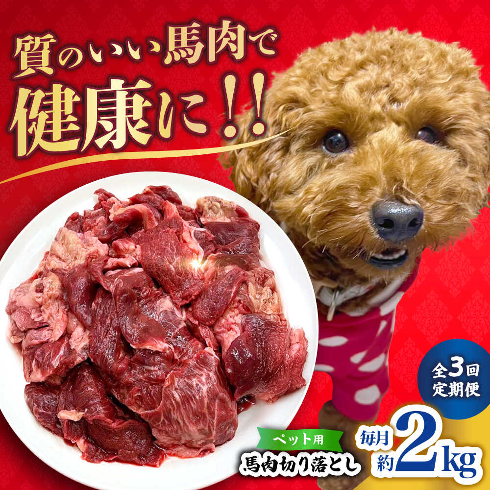 【ふるさと納税】【全3回定期便】ペット用 馬肉 切り落とし (2kg) 【合同会社　長岡フーズ】[ZFR058]