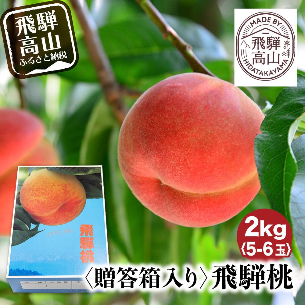 【ふるさと納税】【先行受付】2025年8月発送 桃 飛騨もも 2kg 5～6玉入り | もも モモ 飛騨高山 糖度 甘い 2キロ 果物 白鳳 昭和 白桃 上広瀬果樹組合 GJ001 | 夏 ギフト 贈答 箱入りくだもの お取り寄せ 高品質　送料無料