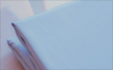 綿サテン　フィットシーツ　ダブルサイズ　【ブルー】