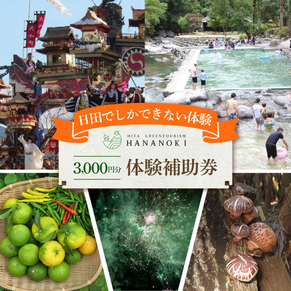 【ふるさと納税】【日田を満喫体験】選べる！思い出に残る体験チケット補助券(3,000円分)　日田市 / 日田グリーンツーリズム花の木 トラベル 旅行 体験チケット[ARFM005]
