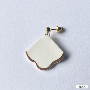 茅ヶ崎市 湘南 陶磁器 ピアス 上品 かわいい レディース ギフト プレゼント 誕生日 母の日 お祝い サマーギフト ゴールド 金 アート アクセサリー Artopus.SHONAN ピアス 松 ホワ