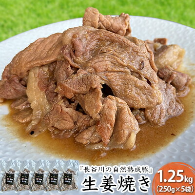 【ふるさと納税】惣菜 生姜焼き 1.25kg (250g×5袋) 長谷川の自然熟成豚 湯煎 レトルト 豚肉 肉 おかず 簡単調理 キャンプ アウトドア 鯵ヶ沢町