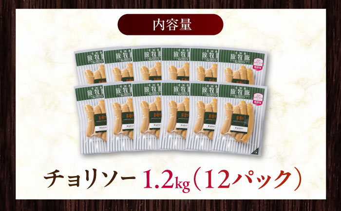 放牧豚 チョリソー 計1200g（100g×12）《厚真町》　【ファーマーズファクトリー株式会社】 ソーセージ 無塩せき 無添加 北海道 [AXBA100]