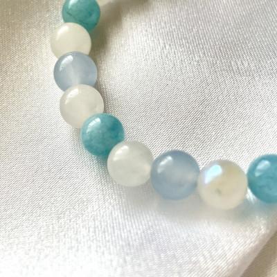 ふるさと納税 奈良市 光る猫玉とアクアマリンの天然石ブレスレット(レディースサイズ) |  | 03