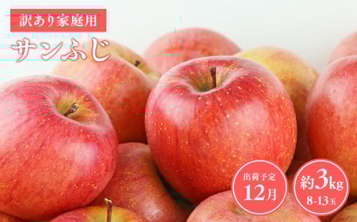 ≪令和7年産先行受付≫12月発送! 訳あり 家庭用サンふじ約3kg【青森県 平川市 山内ファーム】家庭用 平川市産 青森りんご りんご リンゴ 林檎 ふじ 訳あり 家庭用 お取り寄せ 先行予約 果物 くだもの フルーツ 