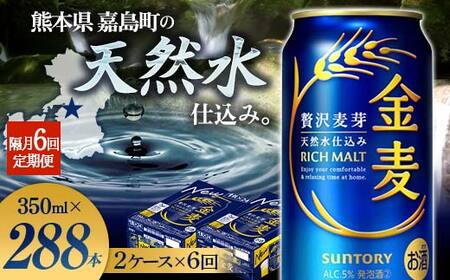 FK7-0448_【6回定期便】隔月サントリー 金麦 350ml×48缶（2ケース） 熊本県 嘉島町 ビール