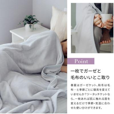 ふるさと納税 泉大津市 なめらかなパイルとさらさらガーゼVK401‐1　2タッチガーゼ&パイルコットンケット　アイスブルー色 |  | 02