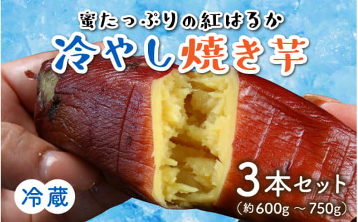 
蜜たっぷりの紅はるかを使った　冷やし焼き芋 3本セット（約600g～750g） [A-069001]
