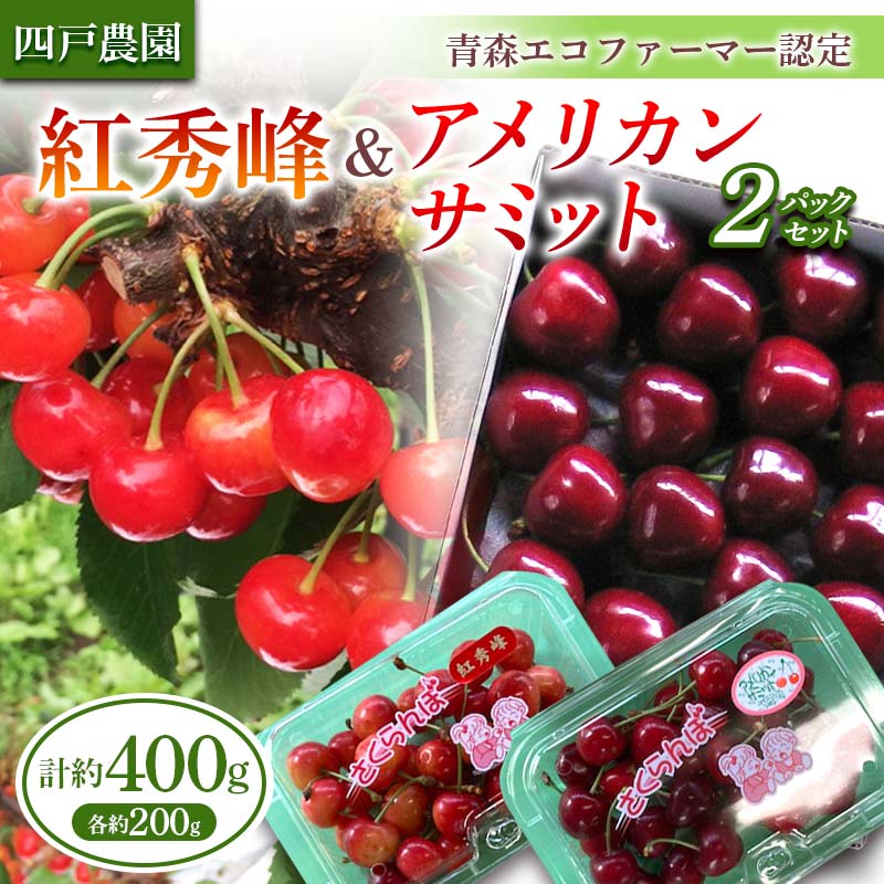 【ふるさと納税】《農家直送》 さくらんぼ 紅秀峰＆アメリカンサミット 2パックセット バラ詰め 約200g×2 【四戸農園】 青森県エコファーマー認定 小分け 400g F21U-314