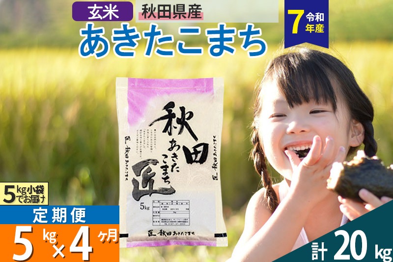 【玄米】＜令和7年産＞ 《定期便4ヶ月》秋田県産 あきたこまち 5kg (5kg×1袋)×4回 5キロ お米 匠 |02_snk-020304s