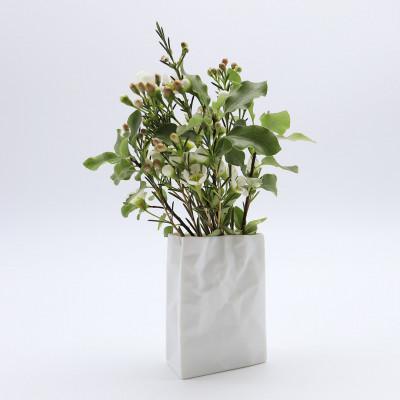 ふるさと納税 瀬戸市 【瀬戸焼】ニュークリンクルスーパーバッグ#4 花器 ホワイト【セラミック・ジャパン】