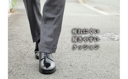 ビジネスシューズ 本革 革靴 紳士靴 外羽根プレーン 5cmアップ シークレットシューズ ワイド No.1693 ブラック 25.5cm