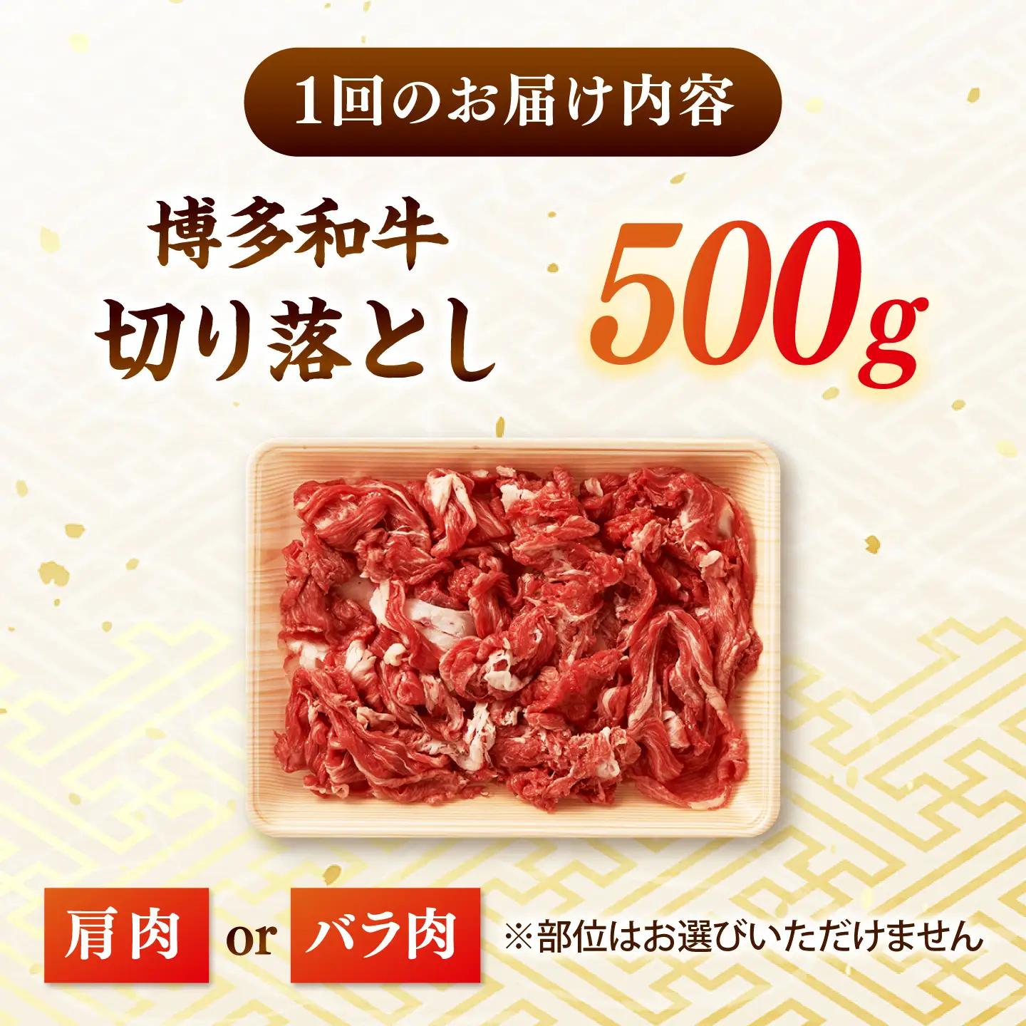 【全12回定期便】博多和牛切り落とし500g 桂川町/株式会社 MEAT PLUS [ADAQ125] 切り落とし肉 牛肉 国産