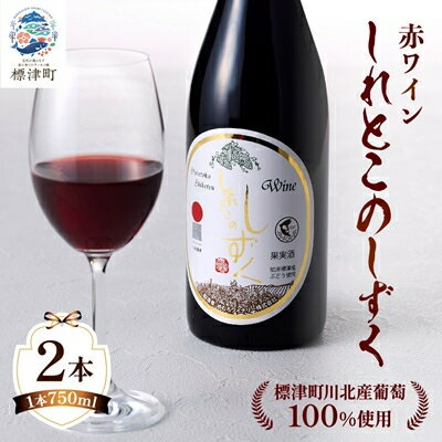 【ふるさと納税】赤ワイン「しれとこのしずく」750ml×2本 標津町川北産葡萄100%使用　お酒 セット 人気 限定【1417133】