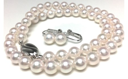 真珠 7～7.5mm ネックレス イヤリング セット パール アクセサリー ギフト ジュエリー ピアス イヤリング アコヤ真珠 母の日 入学式 卒業式 結婚式 冠婚葬祭 / 老舗の真珠専門店・高品質ア