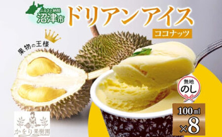 【無地熨斗】 ドリアン ココナッツ アイスクリーム 100ml 8個 セット アイス