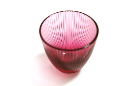 浅草切子 KANA KURITA「ぐい呑 千筋 青藍/金赤」ペアセット 木箱入り_0012-102-T07