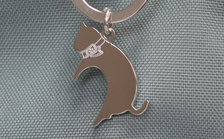 【内藤銀器製作所】銀製 ペアキーリング (ねこ)