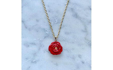 茅ヶ崎市 湘南 陶磁器 上品 かわいい レディース ギフト プレゼント 誕生日 母の日 お祝い サマーギフト ゴールド 金 アート アクセサリー Artopus.SHONAN ネックレス 薔薇 大 レ