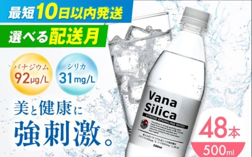 【2月発送】VanaSilica（バナシリカ） 富士山のバナジウム＆シリカ 強炭酸水 500ml 24本 2箱（計48本） 炭酸 強炭酸 炭酸水 大容量 ハイボール 割り材 割材 ペットボトル お水 飲料 飲料水 ドリンク 飲み物 備蓄 災害 大阪府高槻市/クリックル株式会社 [AOEH010] バナジウム シリカ 強炭酸水 大容量 ペットボトル 割材 飲料水