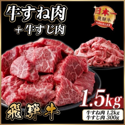 飛騨牛 牛すね肉・牛すじ肉煮込み料理セット 計約1.5kg【冷蔵便】訳あり A4〜A5等級 黒毛和牛【配送不可地域：離島】【1758527】
