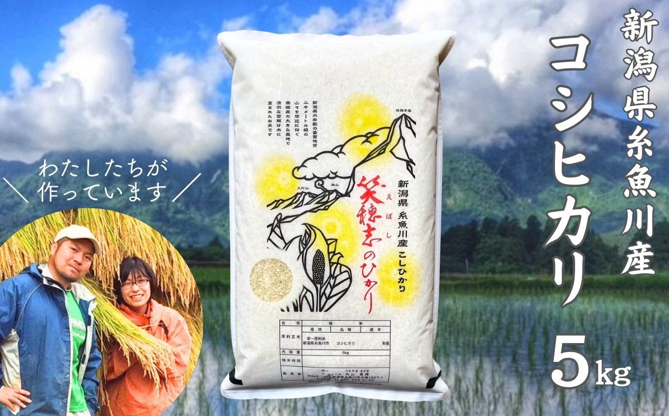 
            スピード発送【数量限定】令和6年産 新潟県産コシヒカリ『笑穂志(えぼし)のひかり』5kg 8月出荷 U'ファーム【米 お米 白米 こめ コメ こしひかり ご飯 ライス ふるさと納税米 新潟県 糸魚川産 2024年産 5キロ 食品 人気 おすすめ】
          