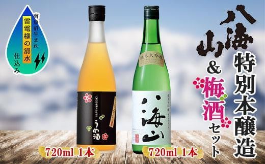 
            純米大吟醸 八海山 日本酒 八海山の原酒で仕込んだうめ酒  720ml 飲み比べ セット 四合瓶 酒 お酒 梅酒 梅 うめ ウメ 晩酌 贈り物 贈答 プレゼント ギフト 新潟県 南魚沼市
          