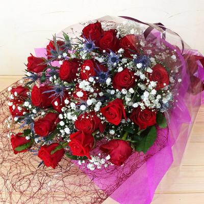 ふるさと納税 須賀川市 産地直送の薔薇【バラの花束　ワンサイド　大】ギフト・贈り物に　ばらの生花