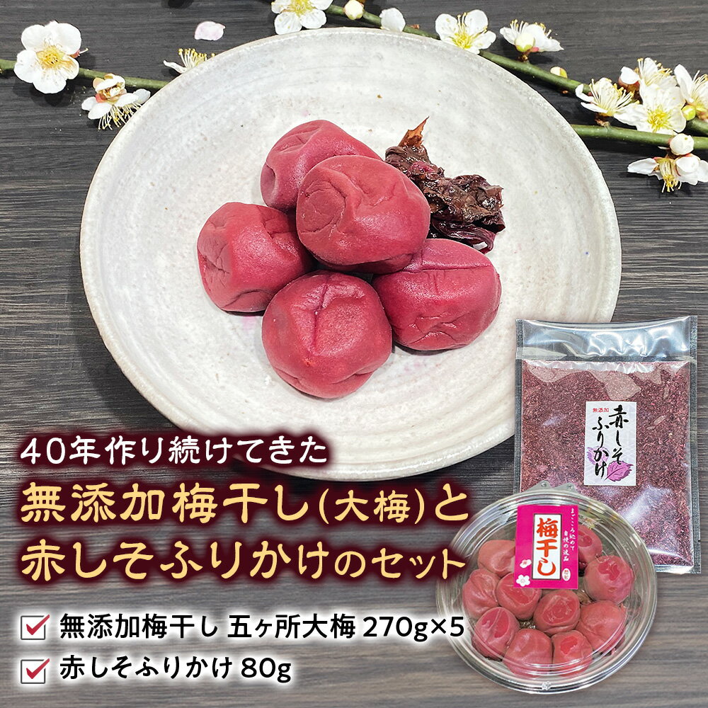 【ふるさと納税】40年作り続けてきた無添加梅干し（大梅）と赤しそふりかけのセット 梅干 うめぼし しょっぱい すっぱい 紫蘇 シソ しそ お弁当 ご飯のお供 三重県 多気町 TH‐03