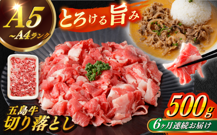 【全6回定期便】【幻の和牛を様々なお料理で！】 五島牛 切り落とし 約500g 3～4人前 肉 牛肉 【カミティバリュー】 [RBP077]