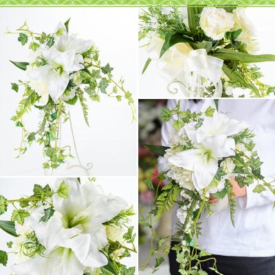 ふるさと納税 肝付町 カサブランカとグリーンのキャスケードブーケ(ブートニアにも使える小花付き)　C67007 |  | 02