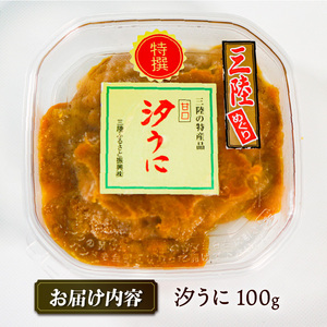 汐うに 100g 冷凍 雲丹 寿司 塩うに 潮うに 海鮮 魚貝類 魚介類 キタムラサキウニ 小分け ウニ丼 ご飯 白米 おつまみ 三陸産 岩手県 大船渡市