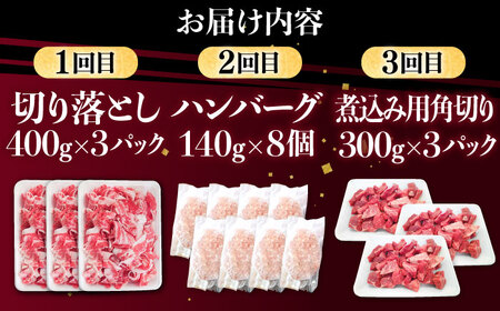 【3回定期便】肉ざんまい定期便 一人暮らし 少量 /黒毛和牛 牛肉 バラエティー 定期　【川﨑畜産】[IAX047]