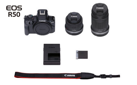 Canon EOS R50 ダブルズームキット 黒【長崎キヤノン】[MA25] 一眼 AF ミラーレスカメラ キャノン