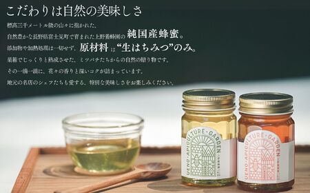  高校の養蜂部時代から養蜂一筋 天然 国産 非加熱 アカシア 130g×1本 【 長野県 富士見町産 天然100％ 完熟蜜 無添加 自然の香りとコク 上野養蜂園 自然派 健康志向 お取り寄せ 高級 贈