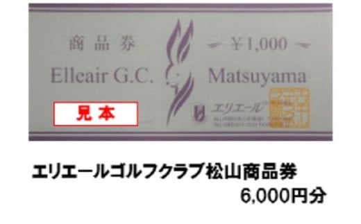 
【ゴルフ利用券】エリエールゴルフクラブ松山 商品券 6,000円分 | スポーツ ゴルフ ごるふ ゴルフ場 施設利用補助券 施設利用券 チケット ゴルフプレー券 ゴルフ場利用券 体験チケット おすすめ 愛媛県 松山市
