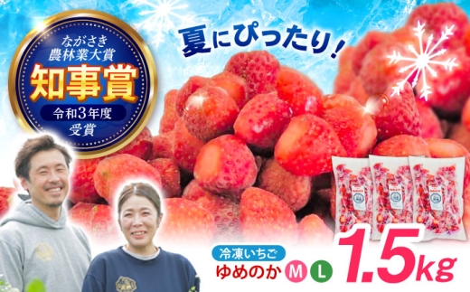 冷凍いちご「ゆめのか」  M-Lサイズ 1.5kg(500g×3) 「完熟の恵み、ぎゅっと冷凍！」/ 冷凍いちご 大容量 いちご イチゴ 苺 冷凍 冷凍いちご 冷凍フルーツ イチゴジャム ichigo シャーベット かき氷 冷凍イチゴ / 諫早市 / むらたサービス [AHFA001]