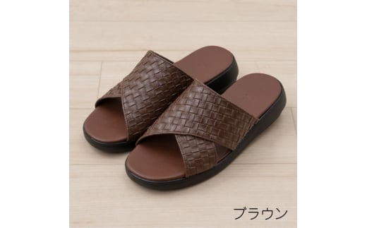 M+home クロワゼ 紳士用外履きサンダル Lサイズ　ブラウン