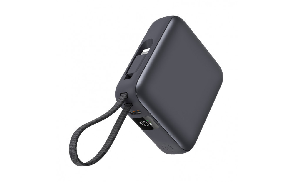 【2025年モデル】モバイルバッテリー 12000mAh 46.2Wh ＜グレー＞大容量 3台同時充電 ２本ケーブル内蔵 PD22.5W 急速充電 QC3.0 携帯充電器 防災電源 iPhone16充電 USB-A / Type-C / iPhone 出力 Type-C入力 高品質 コンパクト 防災グッズ PSE認証 【PL保険加入済み製品・安心】