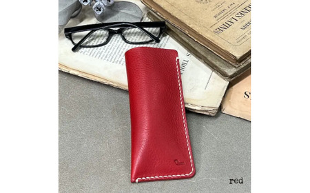【メガネケース】glass case レッド メガネケース 革