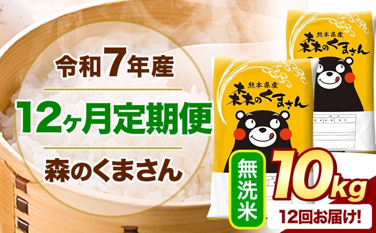 
                  【12ヶ月定期便】 令和7年産 無洗米  森のくまさん 10kg 5kg×2袋  《お申し込みの翌月から出荷》 熊本県産 無洗米 精米 米 こめ コメ お米 kome
                