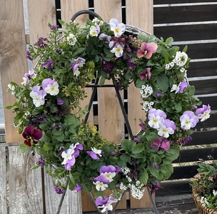 季節のお花の寄せ植えリース35センチ | フラワー リース インテリア 癒し かわいい 兵庫県 上郡町